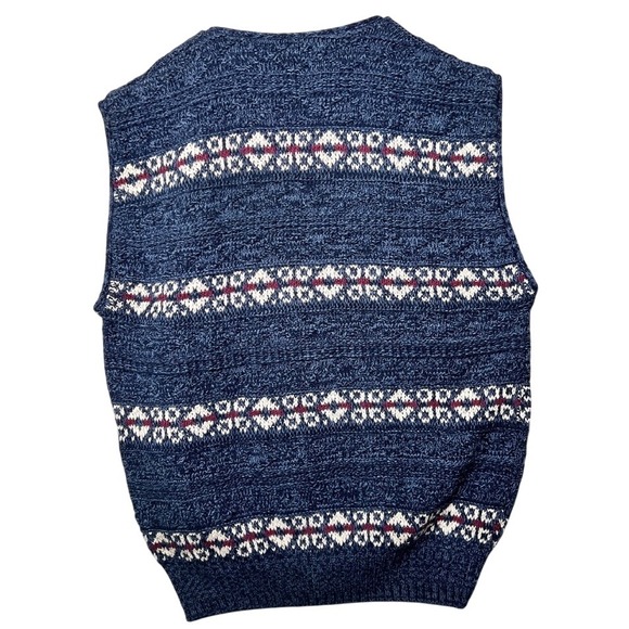Vintage 90s Cambridge Classics Sweater Vest Mervyns Size Medium Chunky Knit Blue - Picture 2 of 5